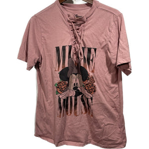 Women’s Disney Minnie Mouse Lace Up Front Graphic T-Shirt Size Large
