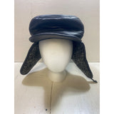 Size 59 Prince's Black Leather & Sherpa Ear Flap Hat