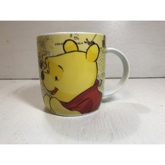 Disney Classic Winnie Pooh Piglet Eeyore Tigger Yellow Hundred Acre Wood Mug Cup