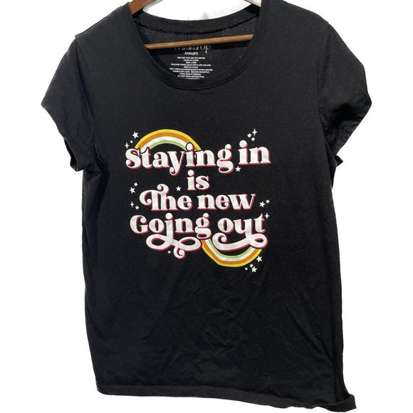 Women’s Wound Up Staying In Is The New Going Out Graphic T-Shirt Size 3XL