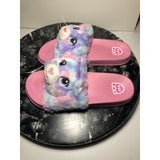 Build-A-Bear Workshop Character Slide Sandals Pink Tie Dye Kitty XL 4 5