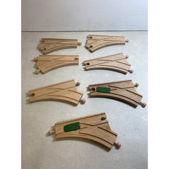 Lot of 7 Brio/Brio Compatible Wooden Y Switch Curved Track Pieces 6 1/2” long