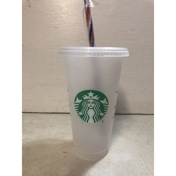 24 Oz Frosted Plastic Starbucks Tumbler New