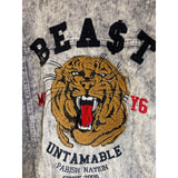 Men's Parish Nation Size 2XL Tiger " Beast" Distressed Jean Jacket