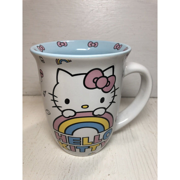 Hello Kitty Pastel Rainbow Wide Rim Ceramic Mug | Holds 14 Ounces