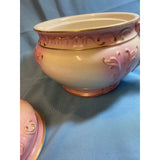 Vintage Large Unmarked Pink And White Chamber Pot With Lid
