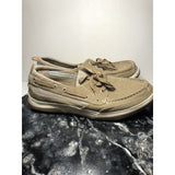 Margaritaville Harpoon Lace Up Men's Size 10.5 Boat Shoes Tan Leather Mesh