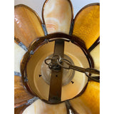 Large Mid Century Modern  Amber And Ivory Slag Glass Fixture