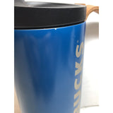 Starbucks Blue Vacuum Stainless Steel Tumbler Leather Strap Handle 16 OZ Thermos
