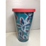 Starbucks 16 Oz Floral Teal Feather Tumbler Screw Lid Summer Cup (no Straw)