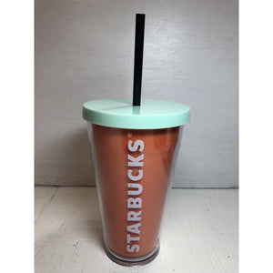 Starbucks Fall Orange Mint Color Block Logo Acrylic Cup Tumbler 16 oz Grande
