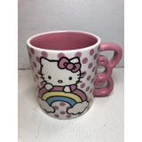 Hello Kitty Rainbow Dots Shaped Handle Ceramic Mug - 20oz