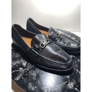 Salvatore Ferragamo Mens SONIC Gancini Bit Dress Shoes Black Loafers D 11
