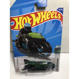 Hot Wheels Motorcycle Fly By HW Contoured Black Green Motorbike 1:64 Diecast