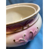 Vintage Large Unmarked Pink And White Chamber Pot With Lid
