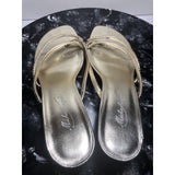 Davids Bridal MICHAELANGELO Marly Gold & Rhinestone Sandals Heels, Size 8.5M
