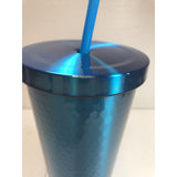 Dunkin' Donuts Metalic Blue Hammered Stainless Sipper 2021 Tumbler 24 OZ.