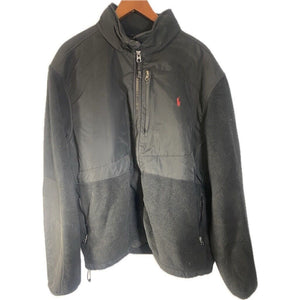 Mens Polo Ralph Lauren Black Mid Weight Fleece Full Zip Up Jacket/ Coat Size 2XL