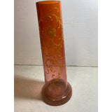 Orange Ombré Bohemian Glass  Vase With Raised Enamel