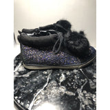 justice shoes Women’s Size 9 high top’s black glitter w pompoms