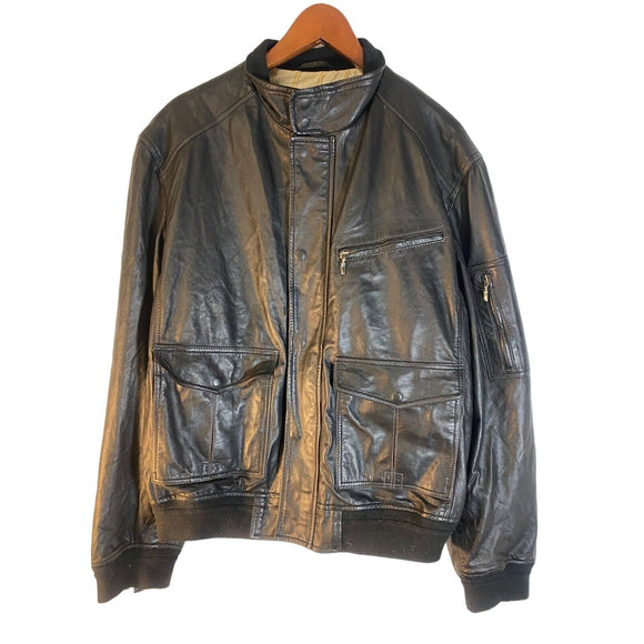Men's Mabrun Vera Pelle Light Weight Black Faux Leather Jacket Size 56